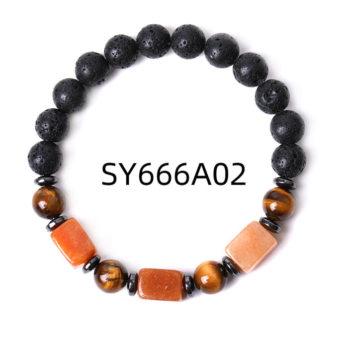 Wholesale Volcanic Stone Bracelet Square Agate Tiger Eye Beads MOQ≥2 JDC-BT-XIUHAO003