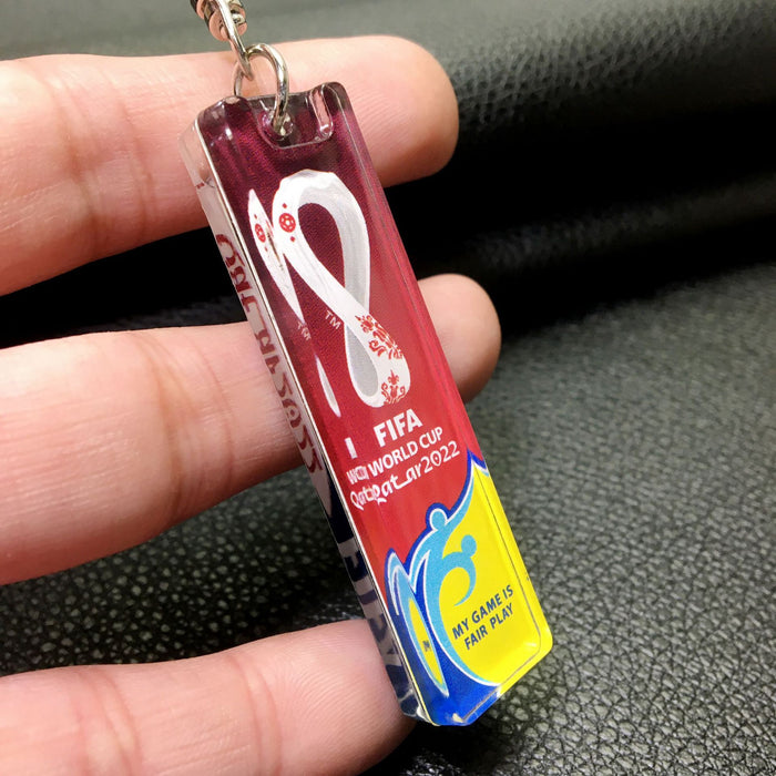 Wholesale World Football Cup Commemorative Acrylic Pendant Keychain MOQ≥2 JDC-KC-YPeng001