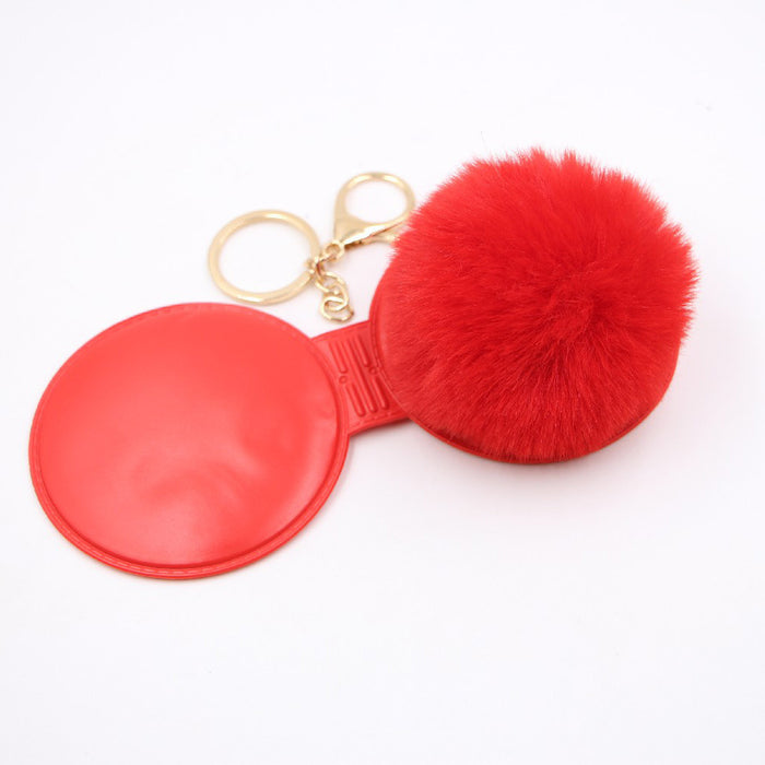 Wholesale Small Mirror Hair Ball Bag Alloy Keychain JDC-KC-Zuge079