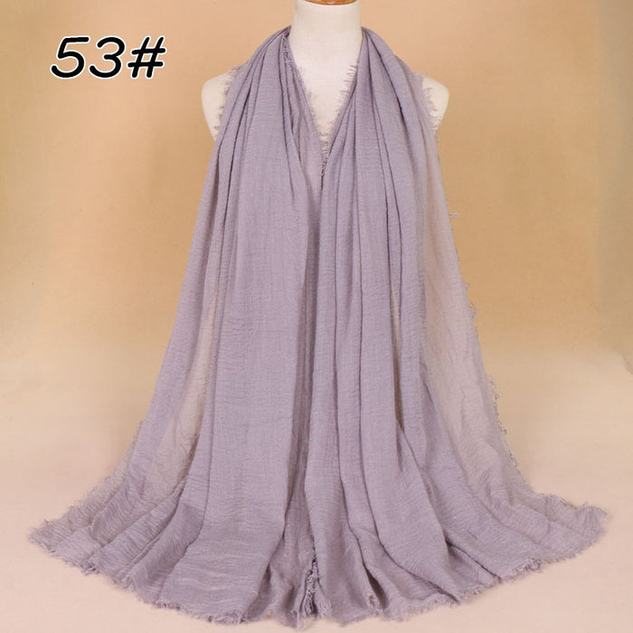 Wholesale Cotton Linen Fringed Frilled Monochrome Cotton Scarf JDC-SF-WenJ003