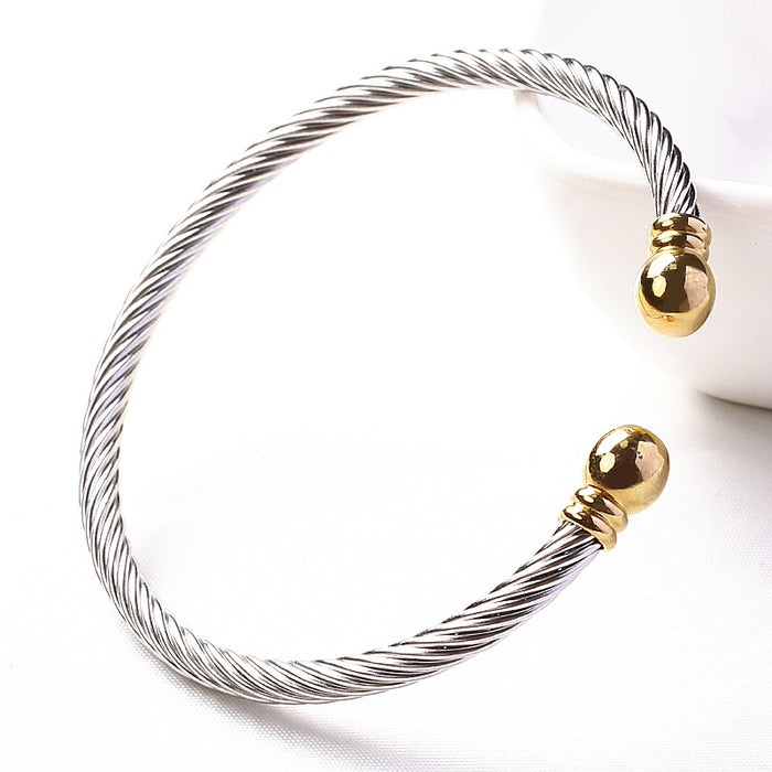 Jewelry WholesaleWholesale titanium steel twisted wire round head bracelet JDC-BT-QianC002 Bracelet 千彩 %variant_option1% %variant_option2% %variant_option3%  Factory Price JoyasDeChina Joyas De China