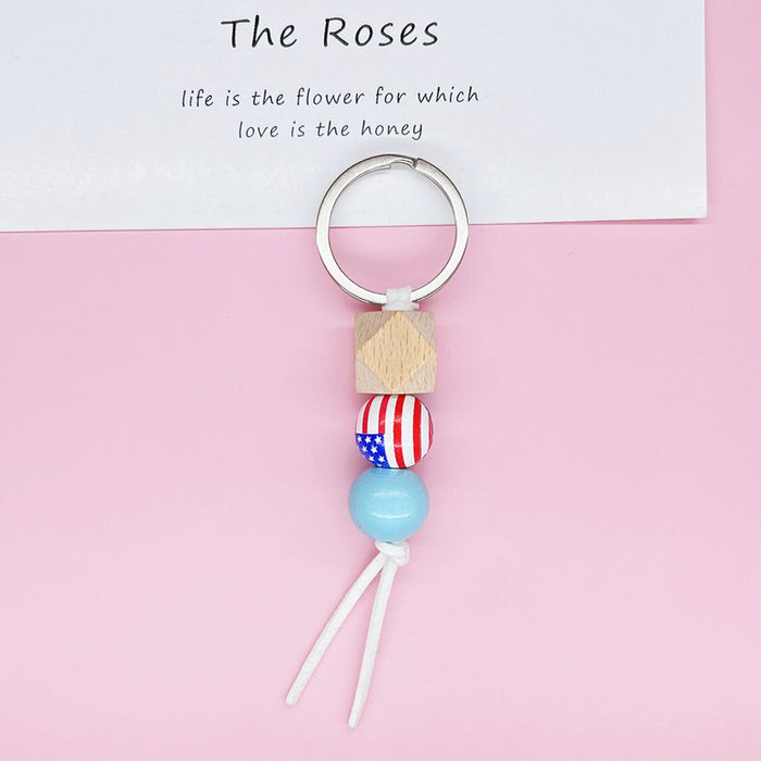 Wholesale 4th of July Independence Day Flag Pattern Keychain Letter Bracelet JDC-KC-RRui003