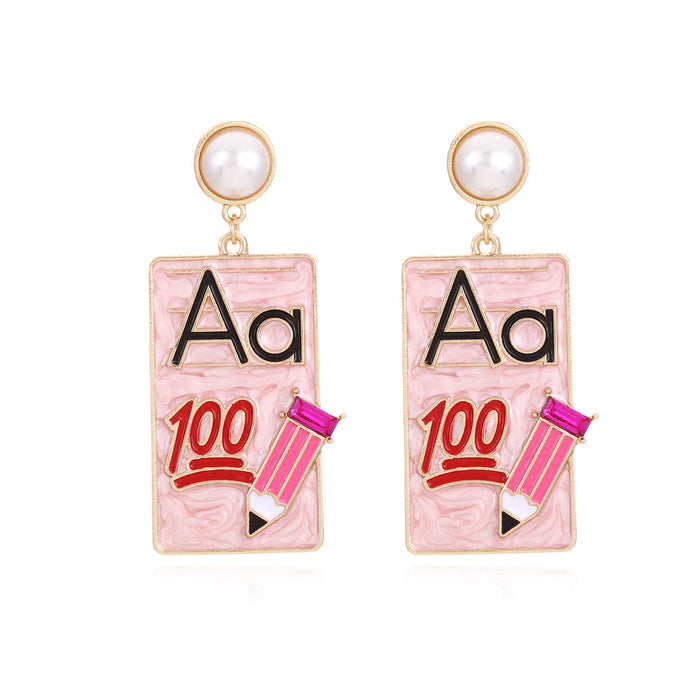 Wholesale Diamond Book Pencil Alloy Earrings JDC-ES-ManY043