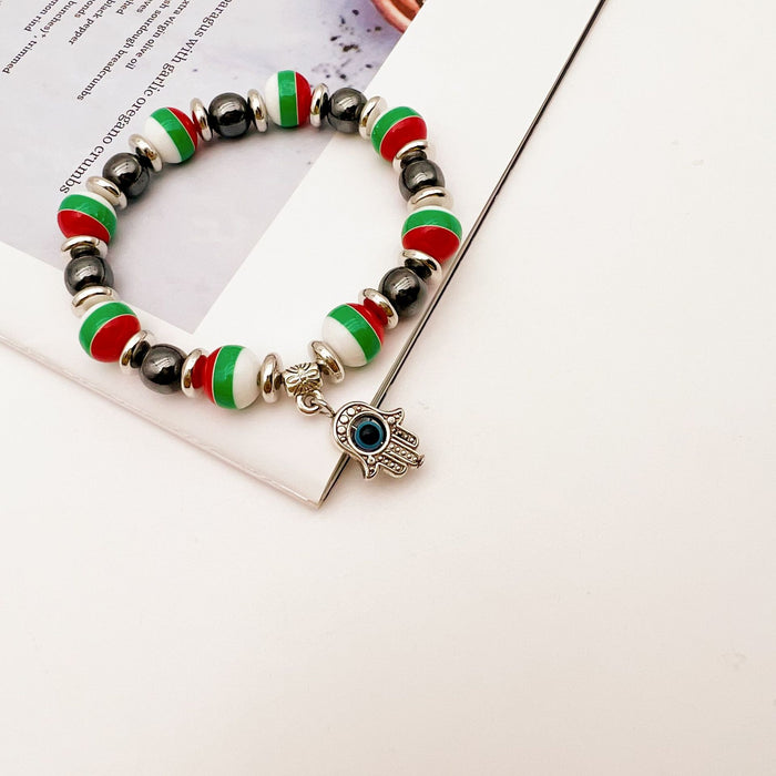 Wholesale Christmas Colorful Blue Eyes Stretch Bracelet MOQ≥2  JDC-BT-QingH003