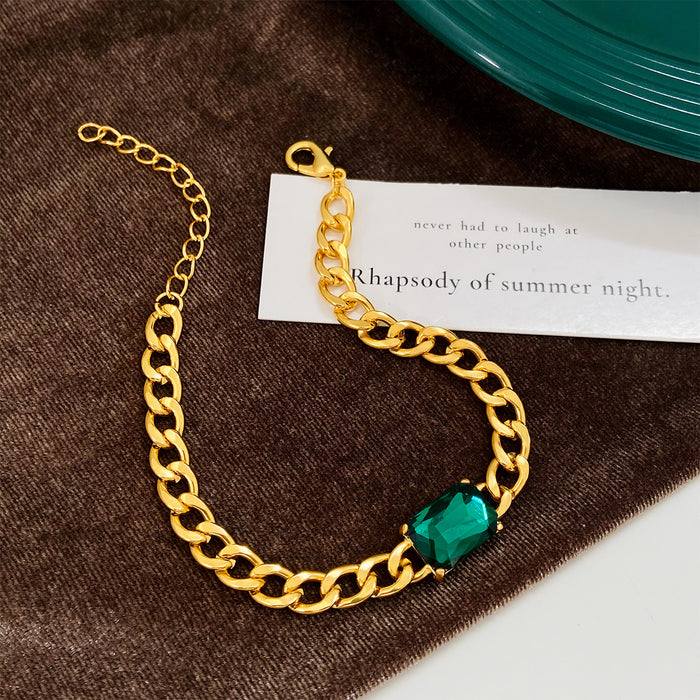 Wholesale Green Square Zircon Alloy Bracelet JDC-BT-D120