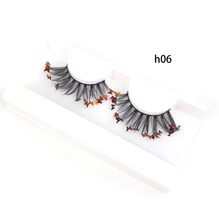 Wholesale Pair of Color 3D False Eyelashes Butterfly Sequins MOQ≥5 JDC-EY-XLin002