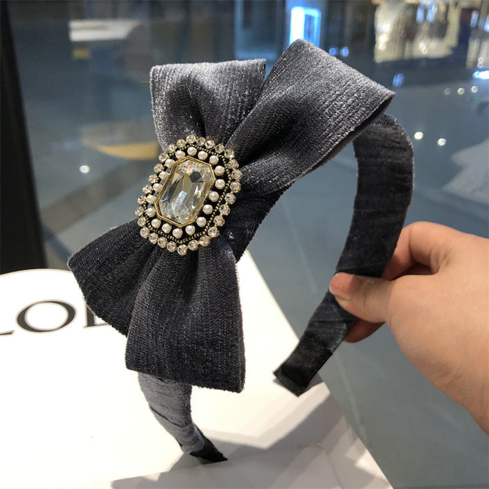 Wholesale Headband Fabric Bow Wide Brim Vintage Zircon MOQ≥2 JDC-HD-Ruichong017