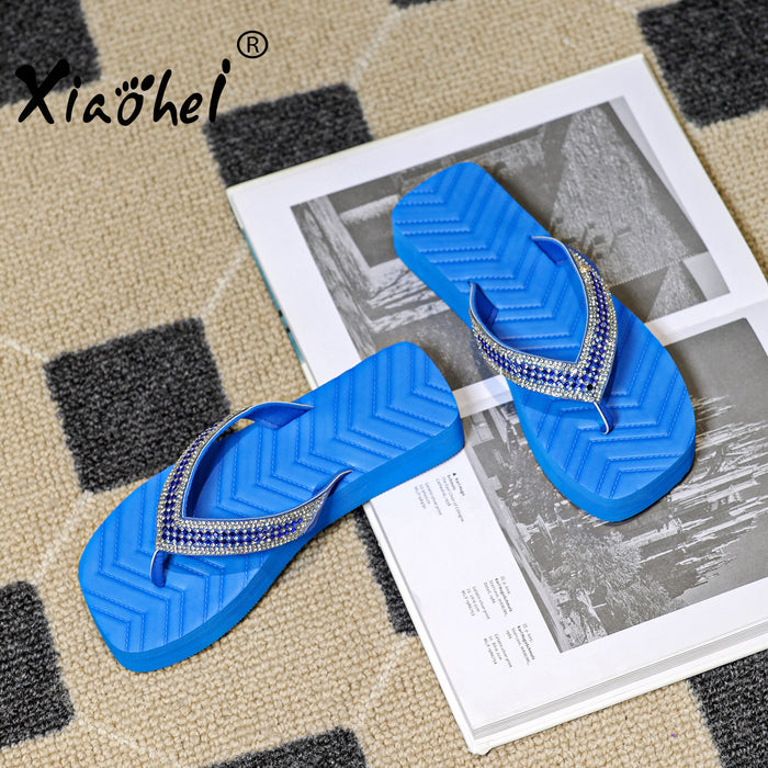 Wholesale sandals and slippers summer new square head flip flops JDS-SD-JinZ001