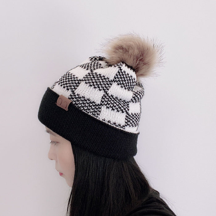 Wholesale Hat Acrylic Fiber Removable Fur Ball Warm Knit Hat MOQ≥2 JDC-FH-QiaoL003