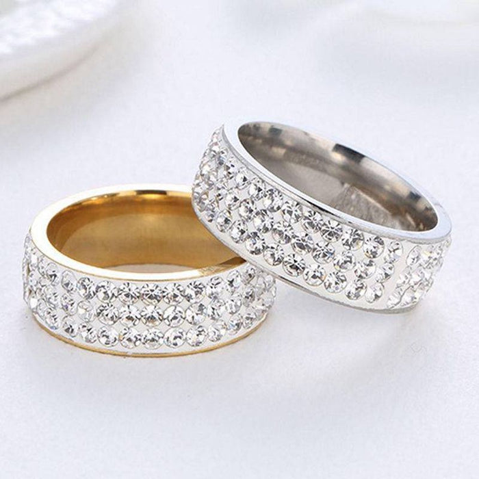 Wholesale Stainless Steel Diamond Gypsophila Rings MOQ≥2 JDC-RS-ChenX004