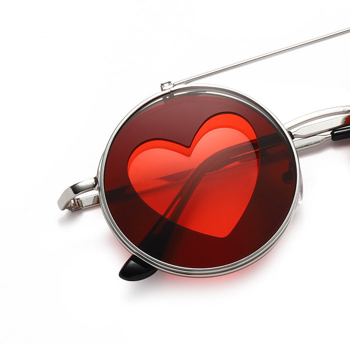 Wholesale Sunglasses PC Lens Heart Shape Flip Metal Frame MOQ≥2 JDC-SG-QiC003