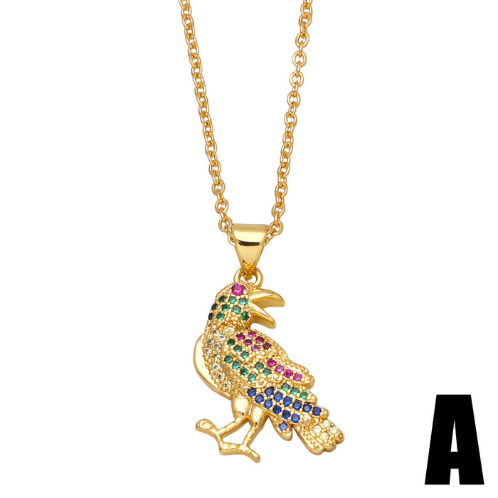 Jewelry WholesaleWholesale Micro Inlay Plated Colored Zircon Animal Necklace Gold Bird Pendant JDC-NE-AS580 Necklaces 翱昇 %variant_option1% %variant_option2% %variant_option3%  Factory Price JoyasDeChina Joyas De China