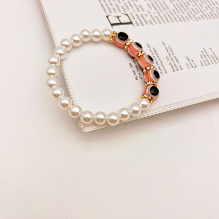 Wholesale Retro Devil Eyes Blue Eyes Girlfriends Pearl Bracelet MOQ≥2 JDC-BT- QingH001