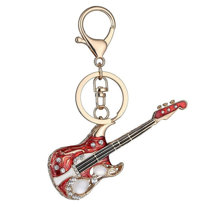 Wholesale Zinc Alloy Guitar Rhinestone Keychain JDC-KC-RYuan003