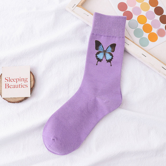 Jewelry WholesaleWholesale Hot Stamping Colorful Butterfly Cotton Women's Socks JDC-SK-XiaoYi004 Sock 小蚁 %variant_option1% %variant_option2% %variant_option3%  Factory Price JoyasDeChina Joyas De China