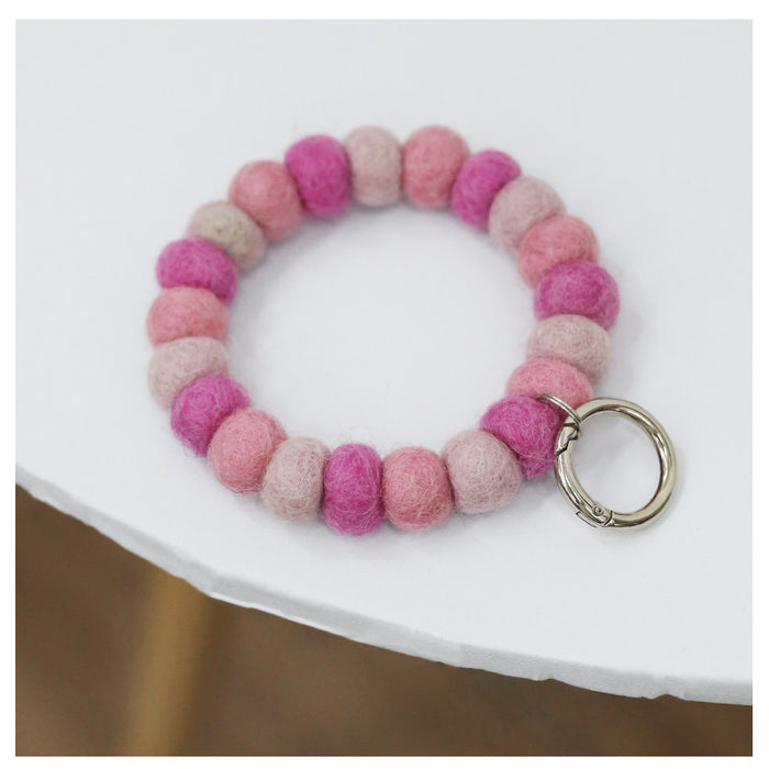 Wholesale cute wool felt ball bag pendant bracelet with keychain MOQ≥5 JDC-KC-FGu001