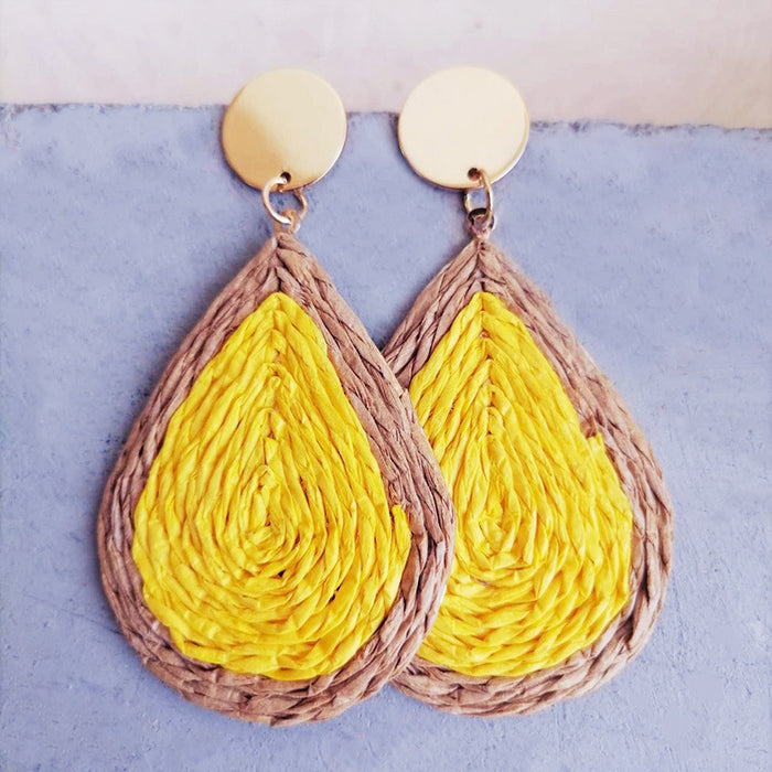 Wholesale Jewelry Ladies Braided Rattan Earrings  MOQ≥3 JDC-ES-heyi011