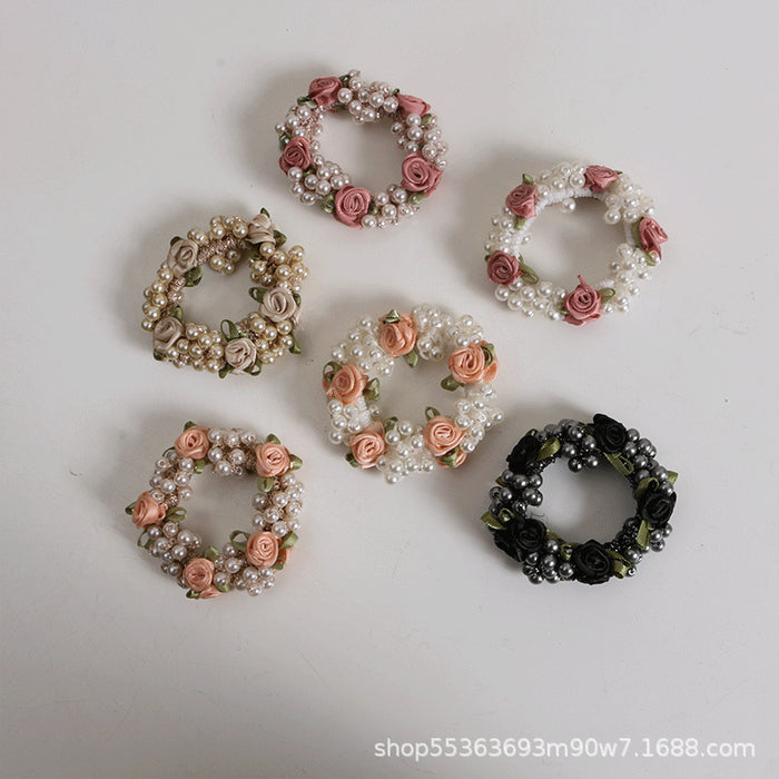 Wholesale ball head flower female head rope hair ring JDC-HS-TengH004