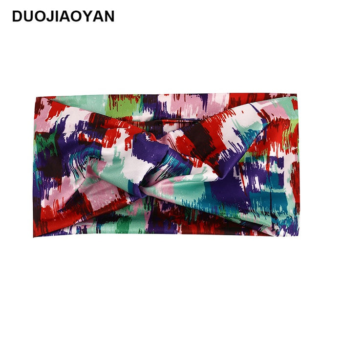 Wholesale Color Printed Stretch Sports Headband Tie Dye Cross JDC-HD-Jiaoy003