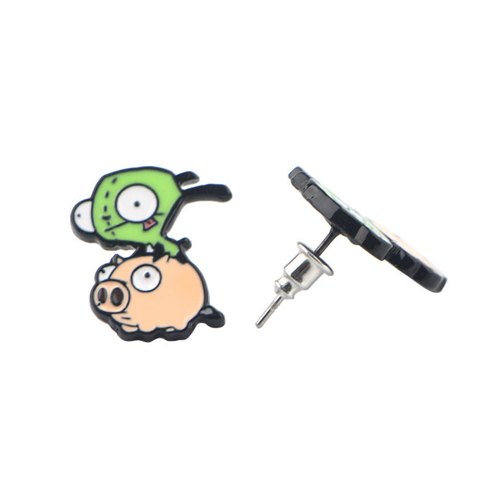 Wholesale Earring Alloy Cute Funny Cartoon Stud Earrings JDC-ES-kubei011