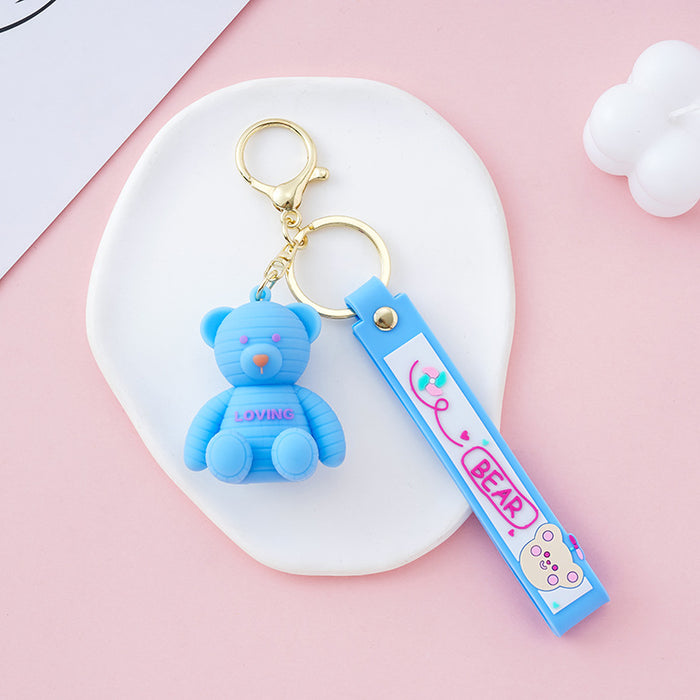 Wholesale Keychains For Backpacks PVC Bear Keychain Love Bear Cute Girl Heart MOQ≥2 JDC-KC-YY030