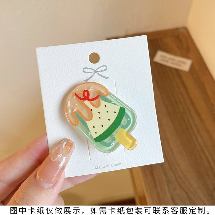 Wholesale hairpin clip acrylic ice cream childlike cartoon MOQ≥2 JDC-HC-WangFeng002