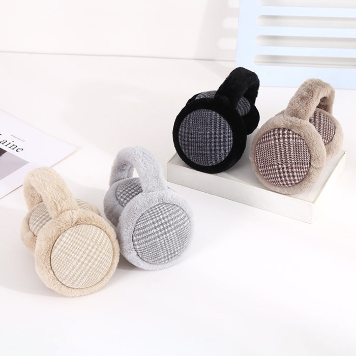 Wholesale Earmuffs Plush Winter Checkerboard Folding Warmth JDC-EF-YCheng001