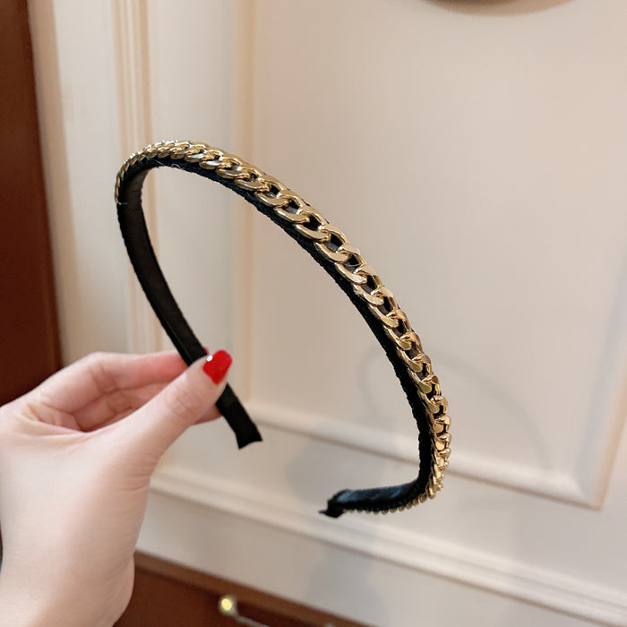 Wholesale pressed hair thin headband hair accessories metal chain JDC-HD-HuiY018