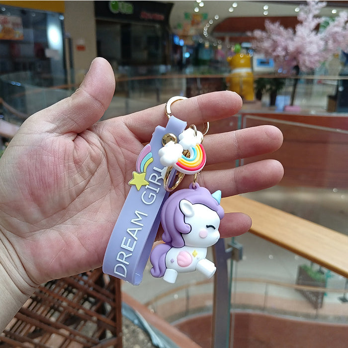 Wholesale Keychain Silicone Cute Unicorn Doll Pendant MOQ≥2 JDC-KC-YChaang009