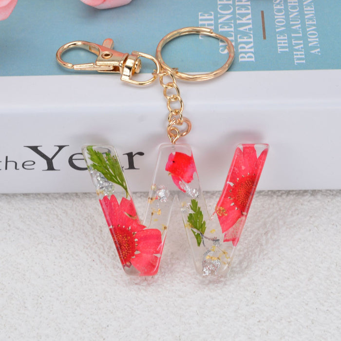 Jewelry WholesaleWholesale dried flower daisy 26 letters Keychain JDC-KC-YiWa002 Keychains 伊娃 %variant_option1% %variant_option2% %variant_option3%  Factory Price JoyasDeChina Joyas De China