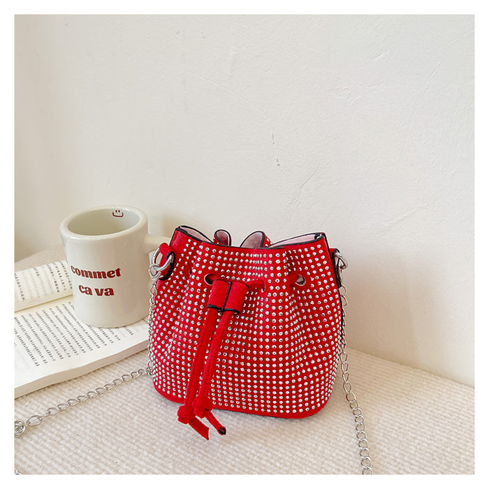 Wholesale Shoulder Bag Flannel Children Chain Drawstring Crossbody Bucket Bag JDC-SD-MengB003