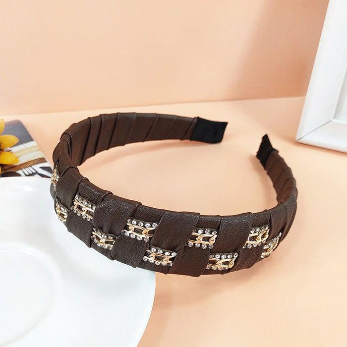 Wholesale Headband PU Leather Rhinestones JDC-HD-ChaoX006