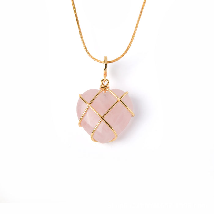 Wholesale Necklace Love Pendant Diamond Peach Heart Shape DIY Winding Necklace JDC-NE-LTLD002