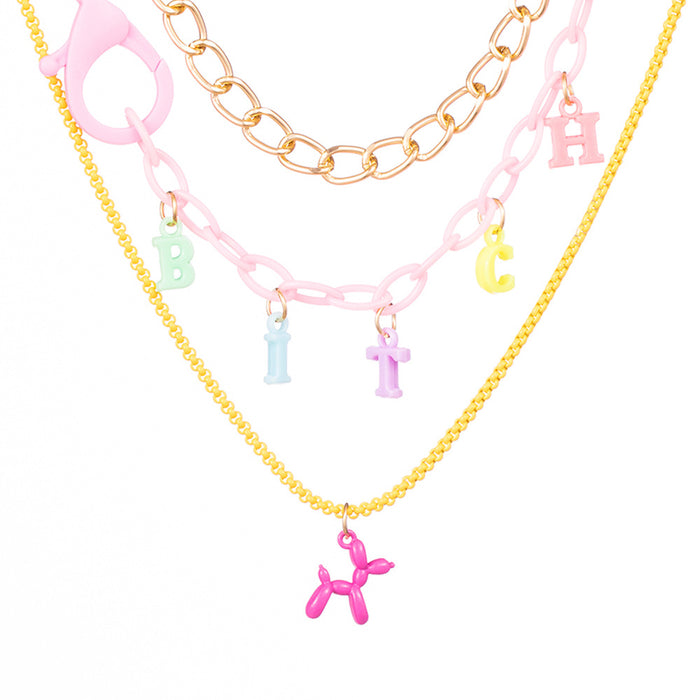 Jewelry WholesaleWholesale cartoon letter multi-layer alloy necklace JDC-NE-YiD028 Necklaces 宜达 %variant_option1% %variant_option2% %variant_option3%  Factory Price JoyasDeChina Joyas De China