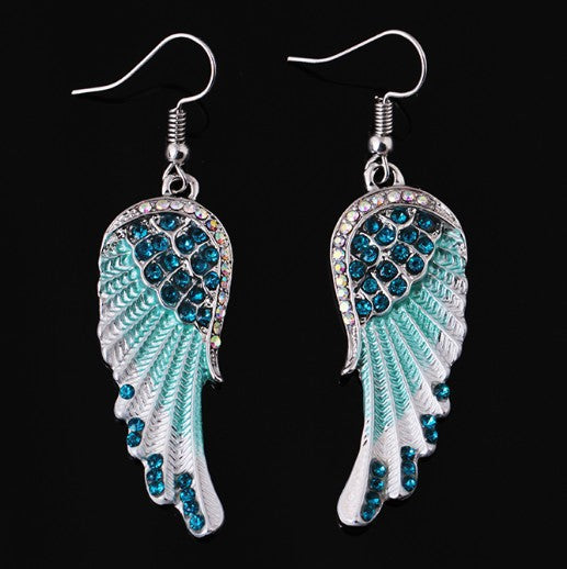 Jewelry WholesaleWholesale Angel Wings Wings Rhinestone Mid Length Earrings JDS-ES-JYS003 Earrings 静夜思 %variant_option1% %variant_option2% %variant_option3%  Factory Price JoyasDeChina Joyas De China