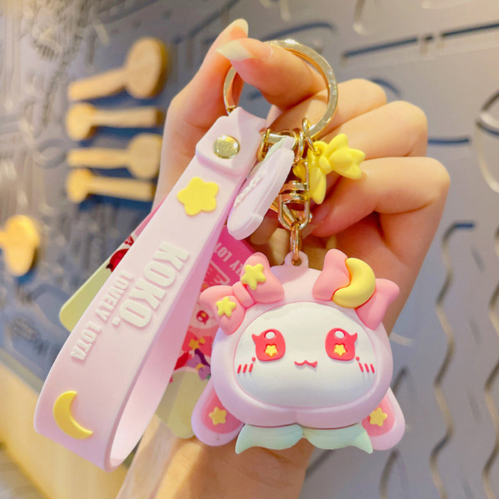 Wholesale Keychains PVC Cartoon Star Moon Rabbit Cute MOQ≥2 JDC-KC-YDao046