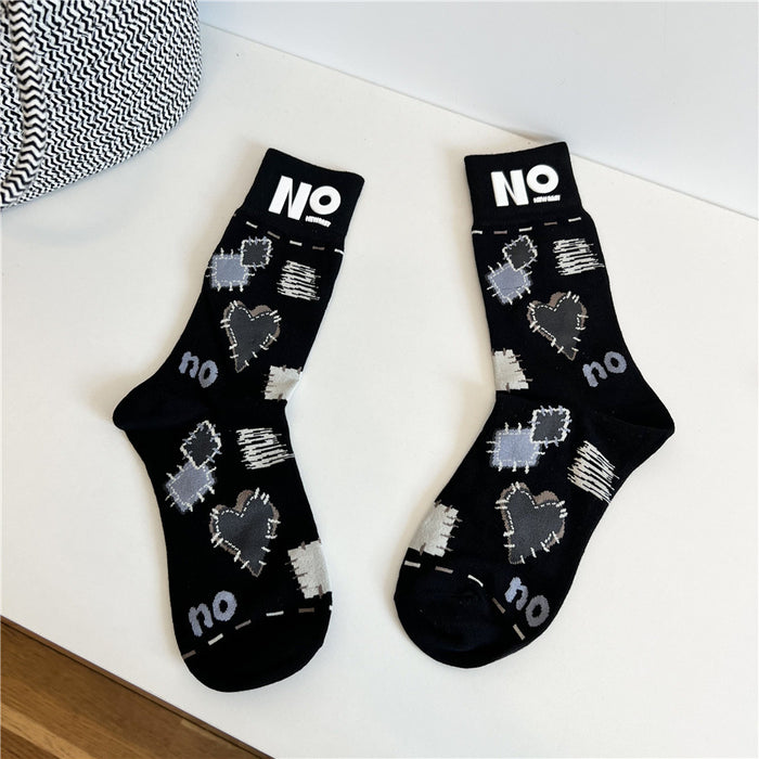 Wholesale Socks Cotton Black And White Irregular Shabby Style JDC-SK-XuXu004