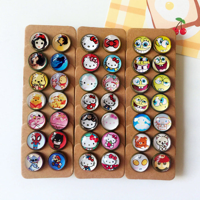 Wholesale Cartoon 12mm Metal Copper Glass Gemstone Single Stud Earrings (M) MOQ≥4 JDC-ES-Lexx005