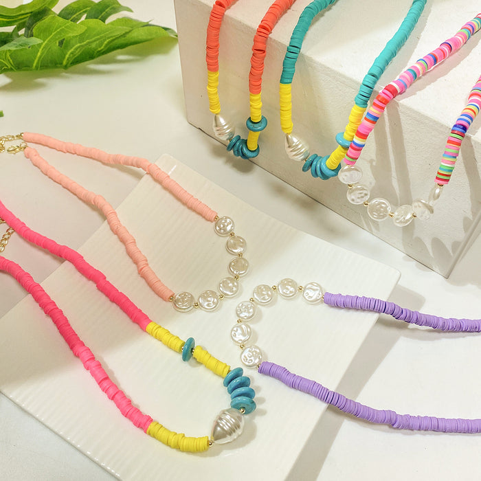 Wholesale summer ins style colored soft ceramic necklace JDC-NE-JiaYi002