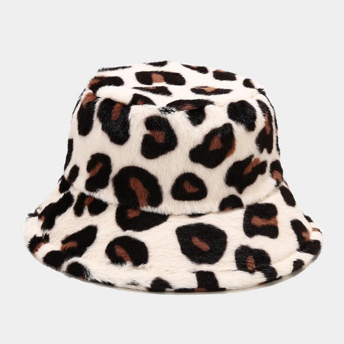 Wholesale Hat Acrylic Leopard Print Fleece Thickened Windproof Bucket Hat JDC-FH-PangQ001