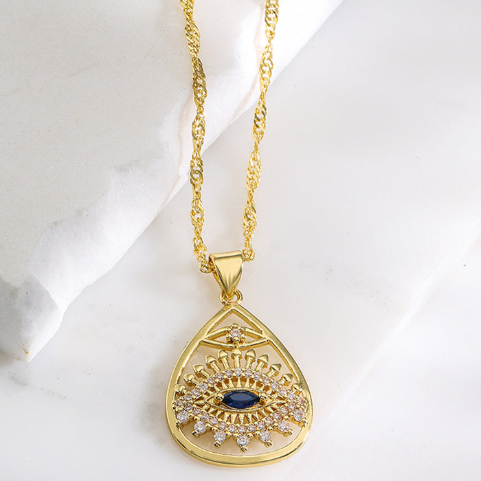 Wholesale Necklace Copper Gold Plated Zircon Eyes MOQ≥2 JDC-NE-AG163