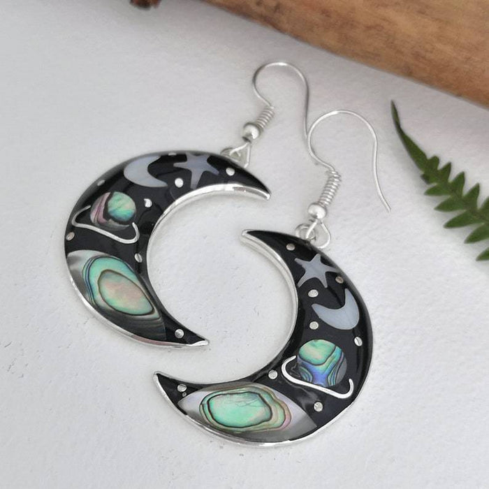 Wholesale Earrings Alloy Retro Crescent Epoxy Planet JDC-ES-Saip099