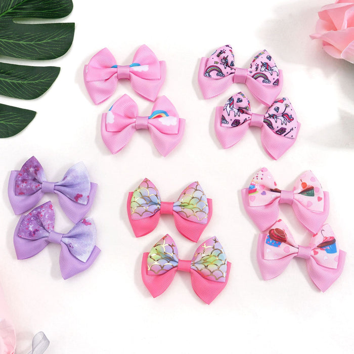 Wholesale Hair Clips Threaded Ribbon Kids Print Unicorn Butterfly MOQ≥5 JDC-HC-MNT001