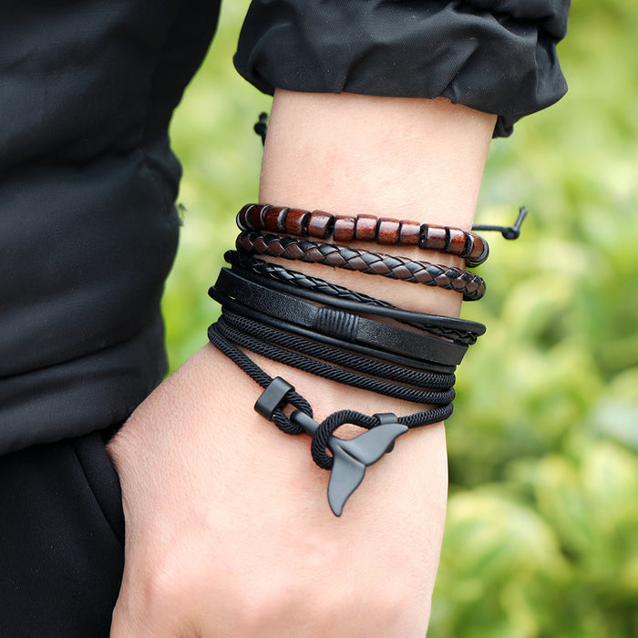 Wholesale Jewelry Ornament Vintage Braided Leather Bracelet JDC-BT-SaiH007