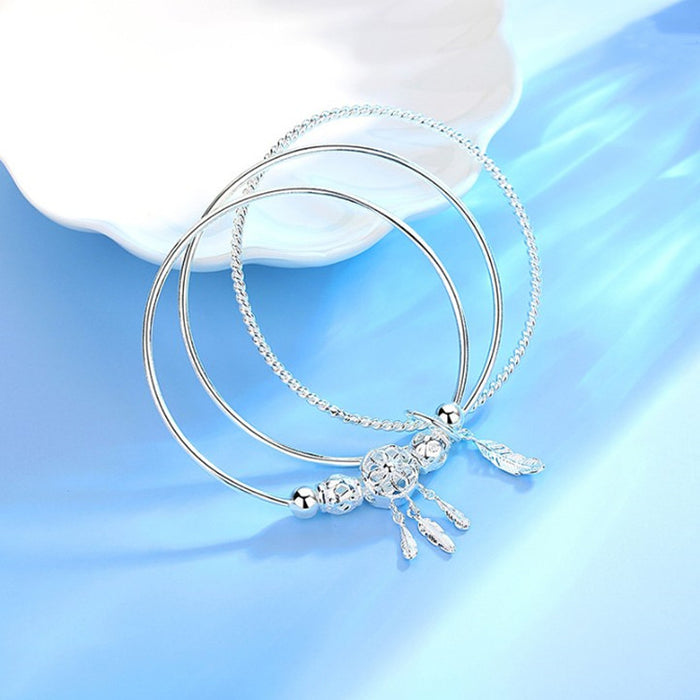 Wholesale Dream Catcher Closed Solid White Copper Silver Plated Bracelet JDC-BT-YiYing003