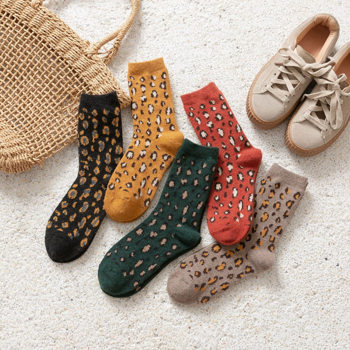 Wholesale Socks Wool Mid Tube Warm Thick Leopard Print JDC-SK-ChangShen002