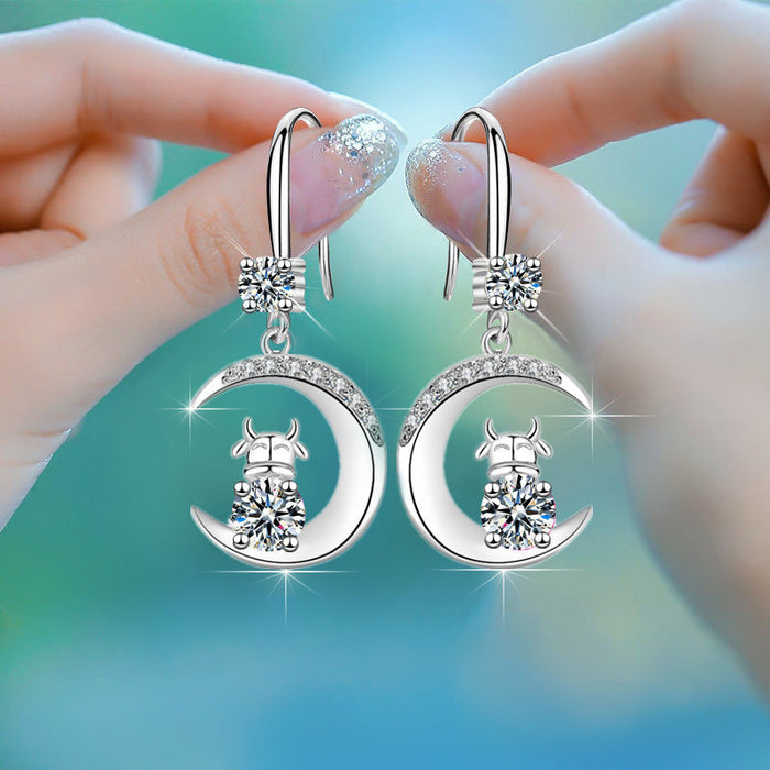 Wholesale Copper Water Drop Moon Diamond Earrings JDC-ES-CS003