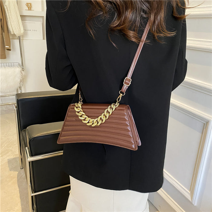 Wholesale PU Crease Stripe Shoulder Bag JDC-SD-HZD036