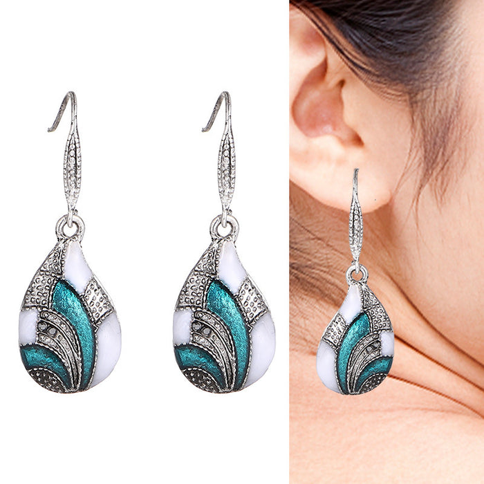 Wholesale Earrings Alloy Retro Colorful Drops Oil Water Drops MOQ≥2 JDC-ES-Daiq046