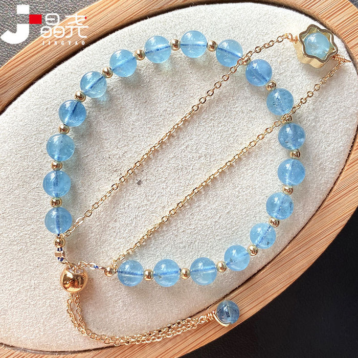 Jewelry WholesaleWholesale Seawater Blue Aquamarine Double Layer Gemstone Bracelet JDC-BT-BaiM008 Bracelet 百慕 %variant_option1% %variant_option2% %variant_option3%  Factory Price JoyasDeChina Joyas De China